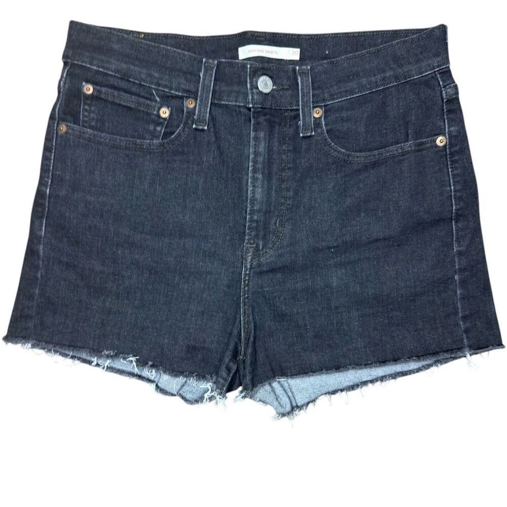 Levi's High Rise Raw Hem Black Denim Short Size: 30
